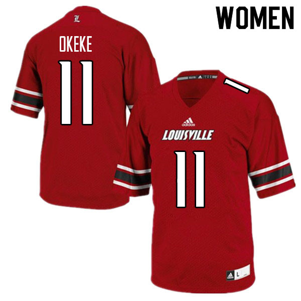 Women #11 Nick Okeke Louisville Cardinals College Football Jerseys Sale-Red - Click Image to Close